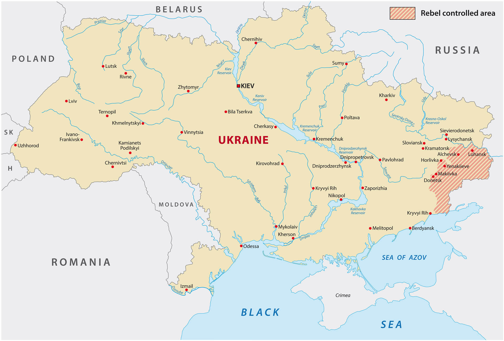 Ukraine Rebel Controlled Area Map